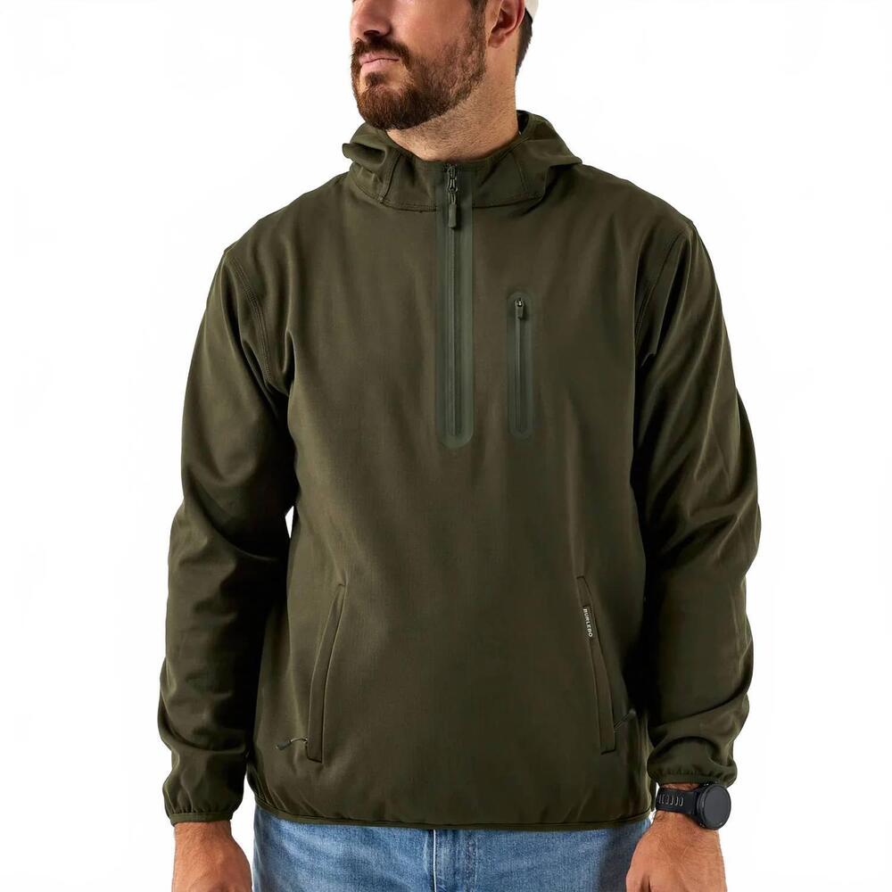 NEW BURLEBO duke tech mid layer fleece pullover in mallard green
